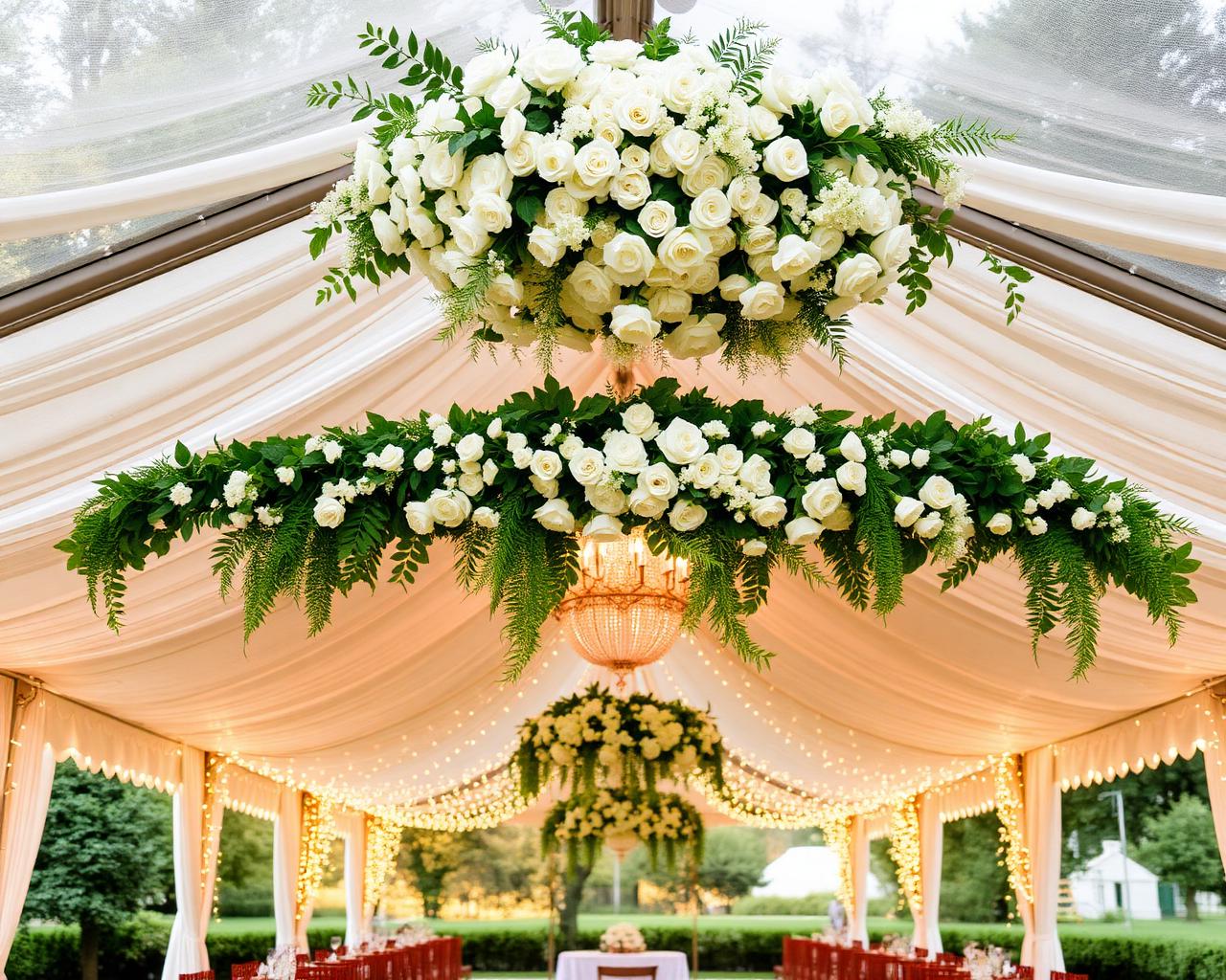 Garden venue with floral installation